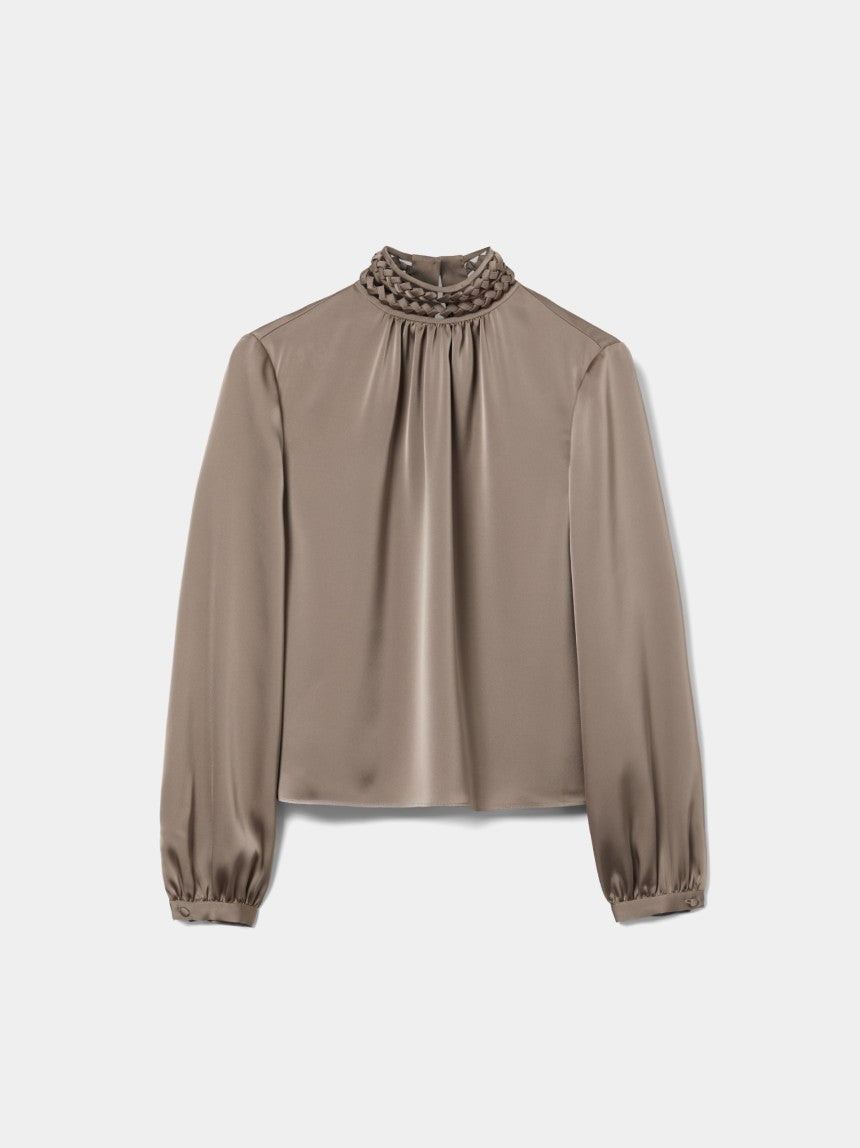 Blusa com Gola Entraçada — Lion of Porches | Bege