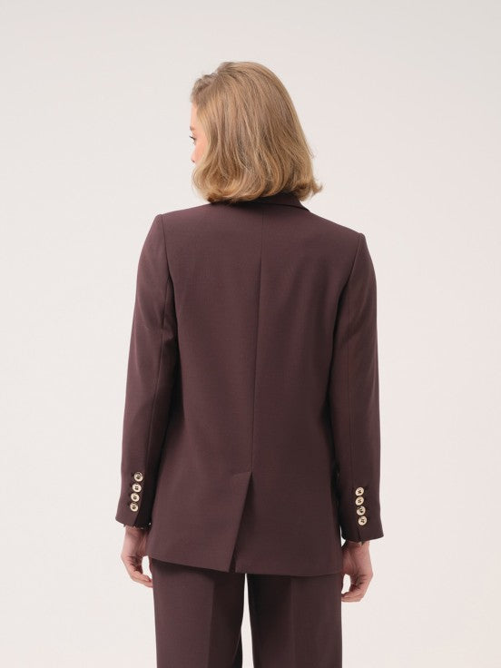 Blazer liso Cristina Barros na cor Castanho, vista 2