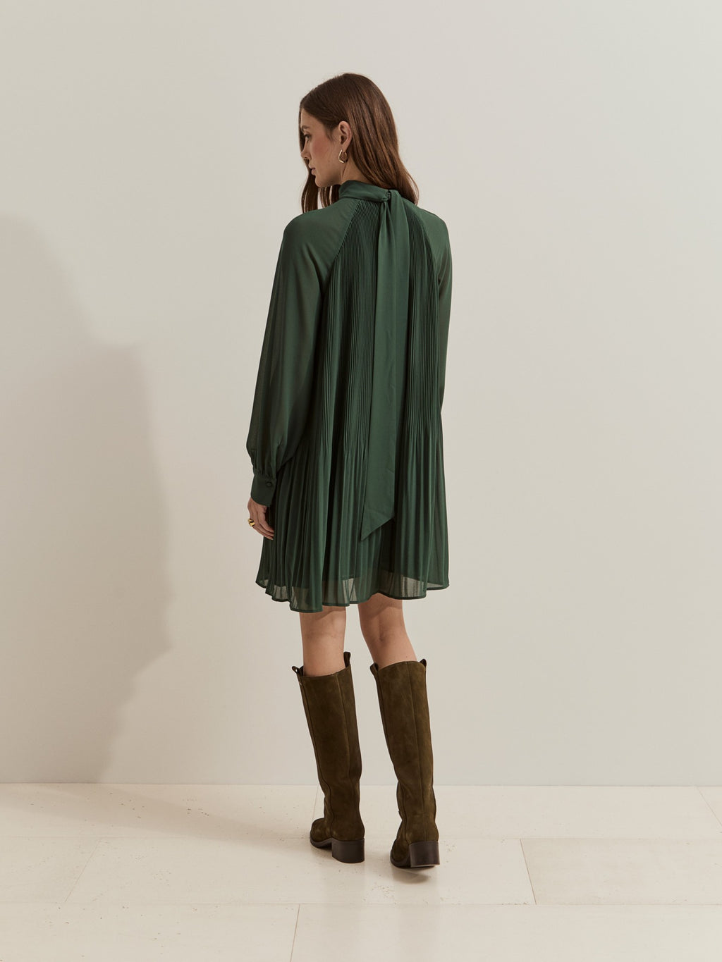 Vestido curto plissado — Lion of Porches | Verde