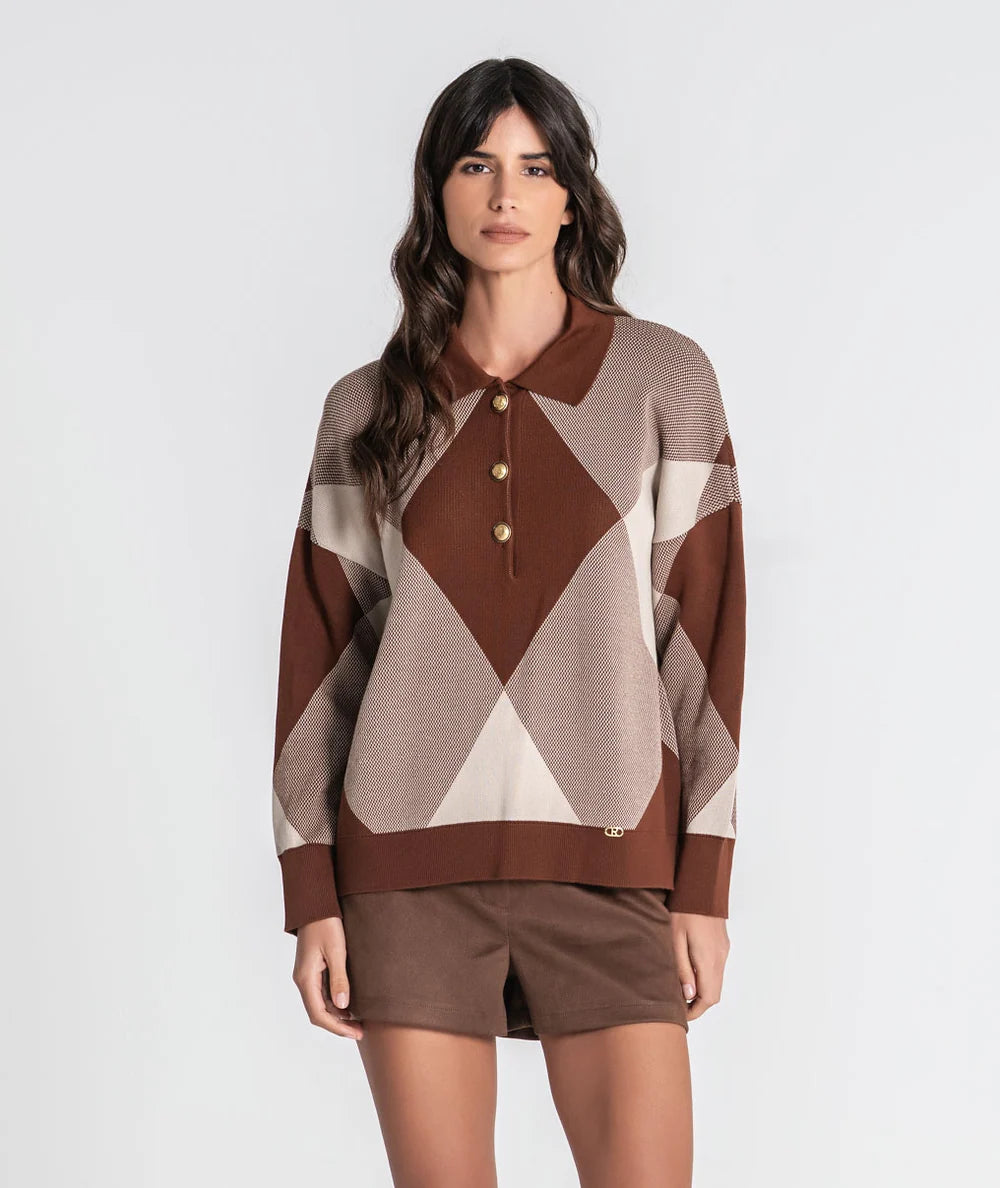 Camisola Gola Polo com Losangos — Ruga | Torrado