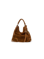 Mala hobo em camurça camel — vista lateral