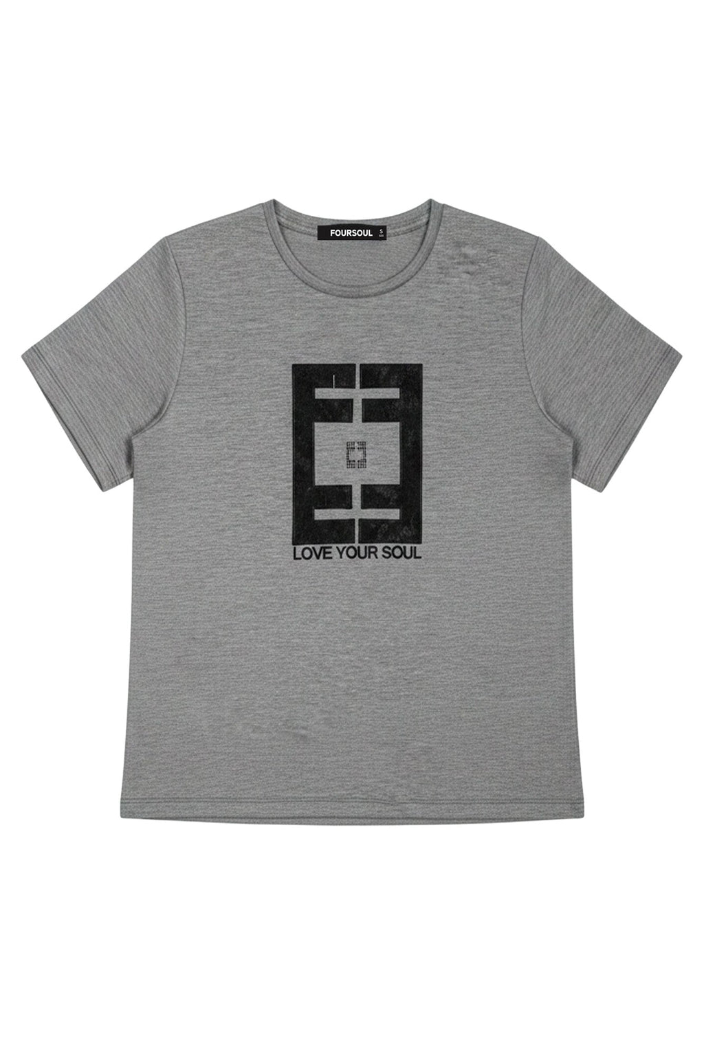 T-Shirt com Painel — Foursoul | Cinzento frente