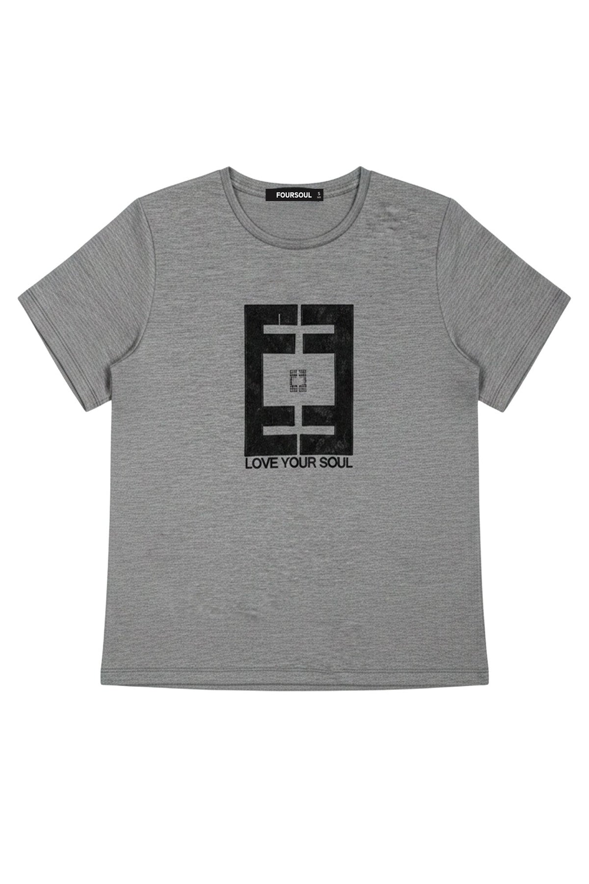 T-Shirt com Painel — Foursoul | Cinzento frente