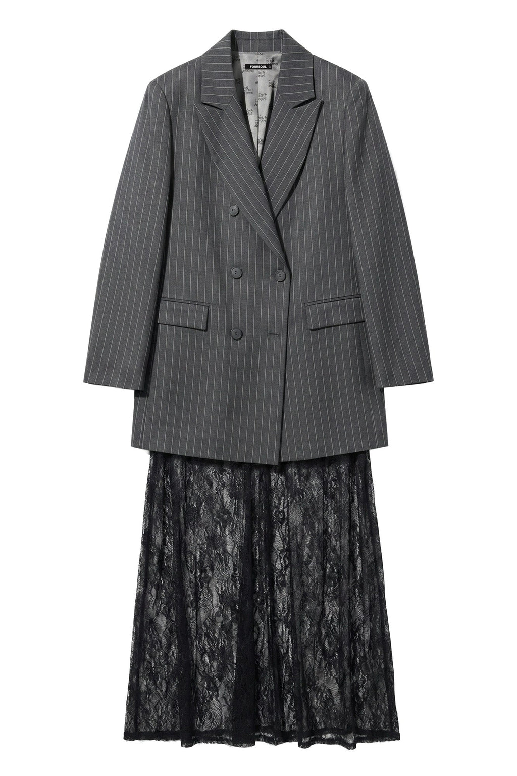 Vestido Blazer em Pied-de-Poule Foursoul | Cinzento