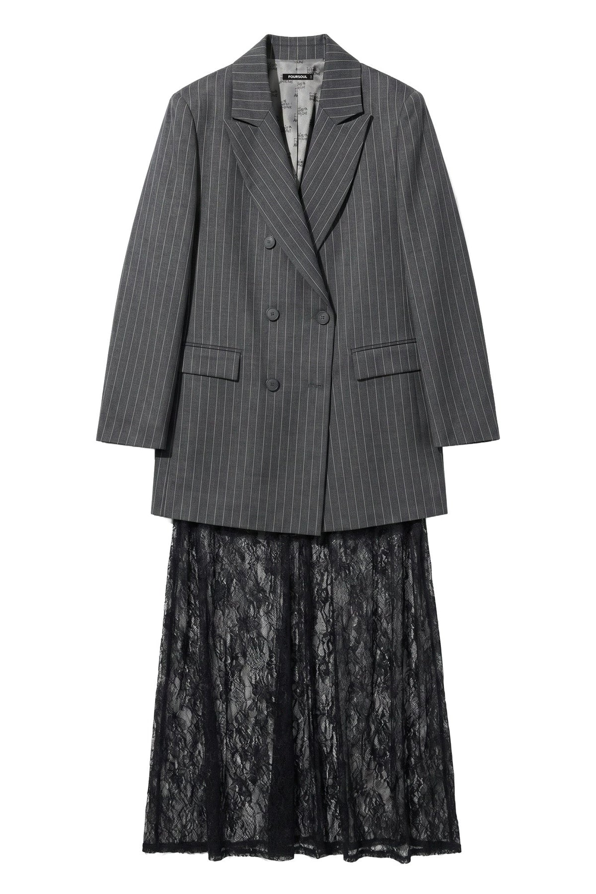 Vestido Blazer em Pied-de-Poule Foursoul | Cinzento