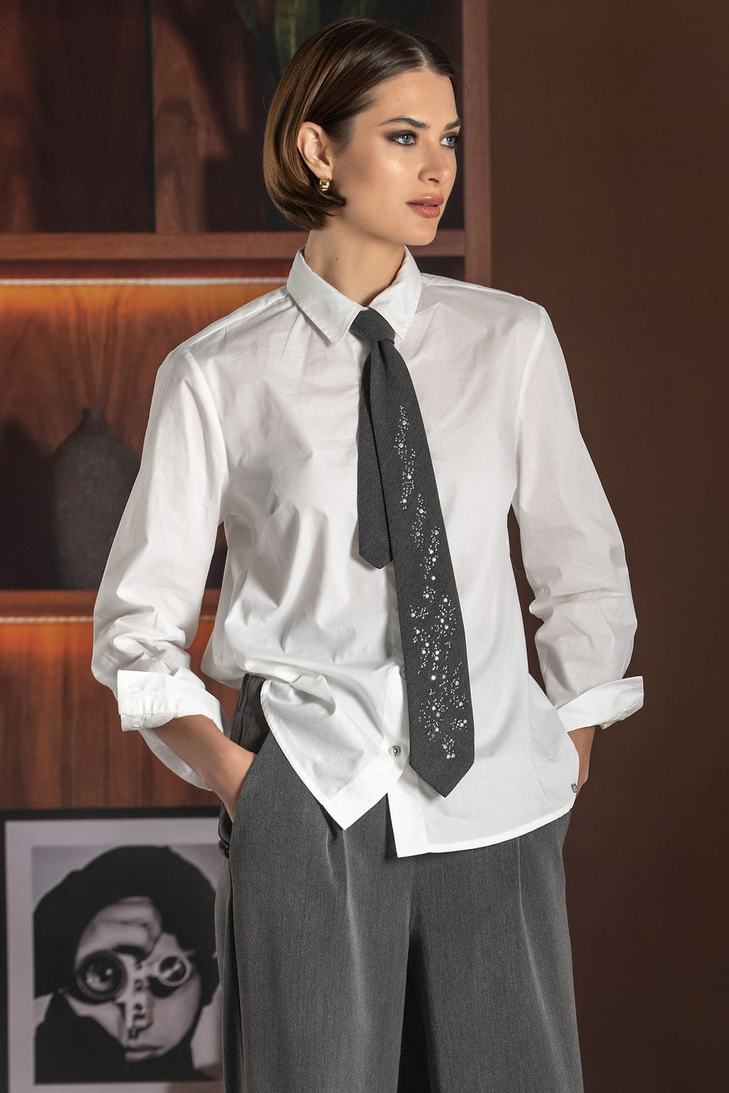 Camisa com Gravata — Foursoul | Branco detalhe gravata