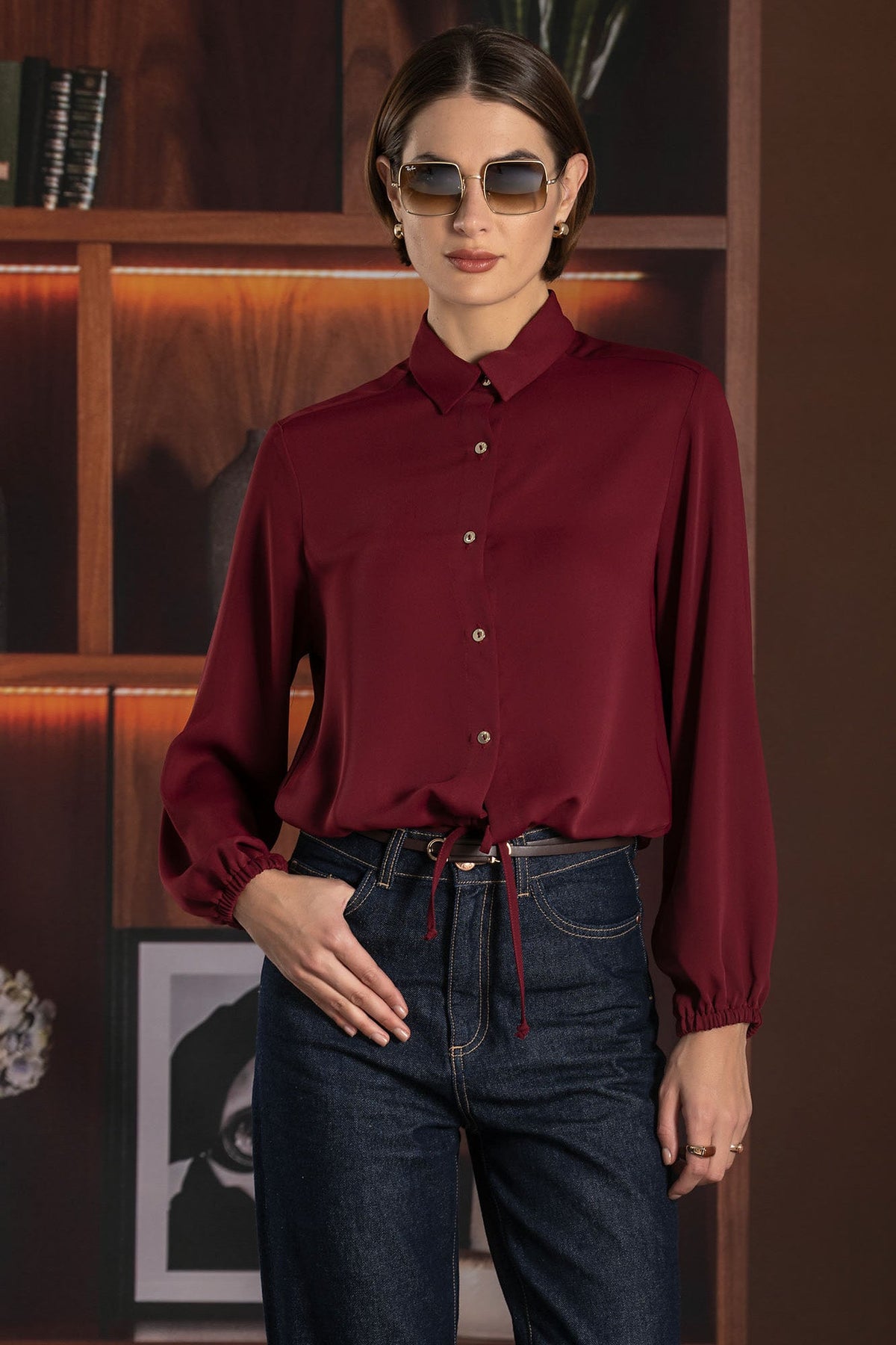 Camiseiro com Ajuste Liso — Foursoul | Bordeaux detalhe