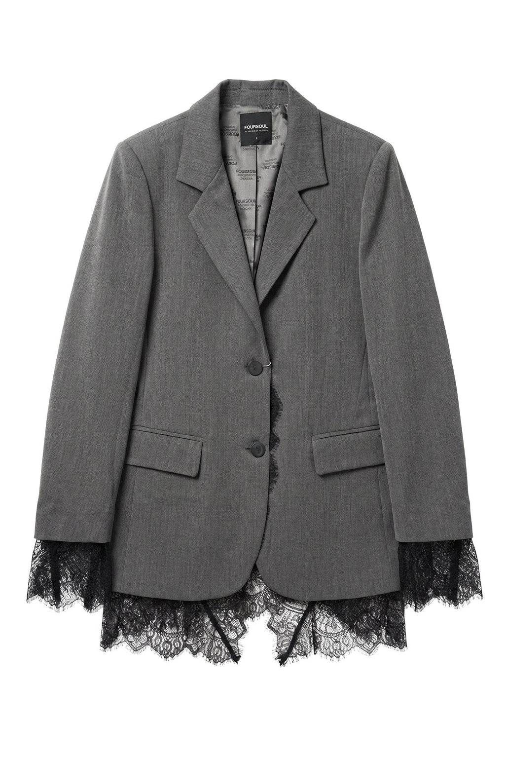 Blazer com Fitas de Renda Foursoul | Cinzento