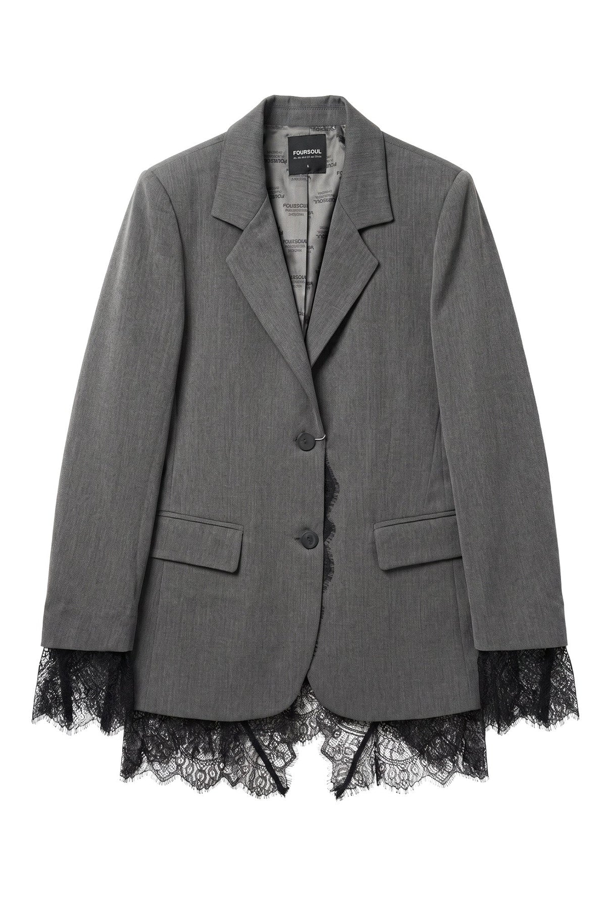Blazer com Fitas de Renda Foursoul | Cinzento