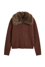 Cardigan de Tricot com Gola de Pêlo Foursoul