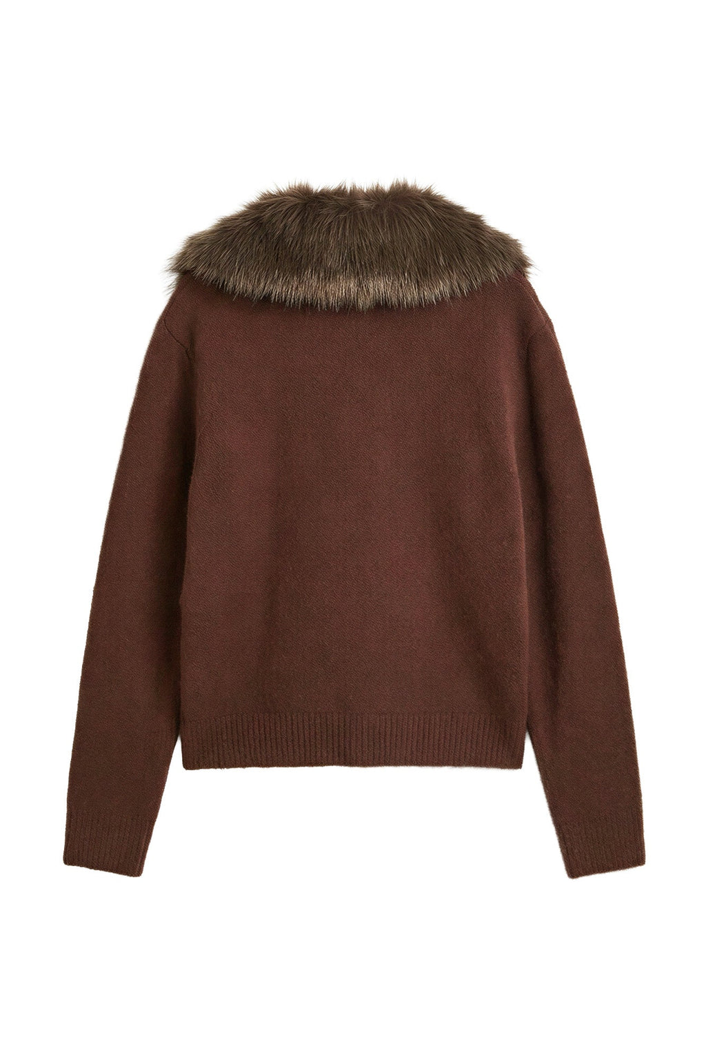 Cardigan de Tricot com Gola de Pêlo Foursoul