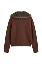 Cardigan de Tricot com Gola de Pêlo Foursoul