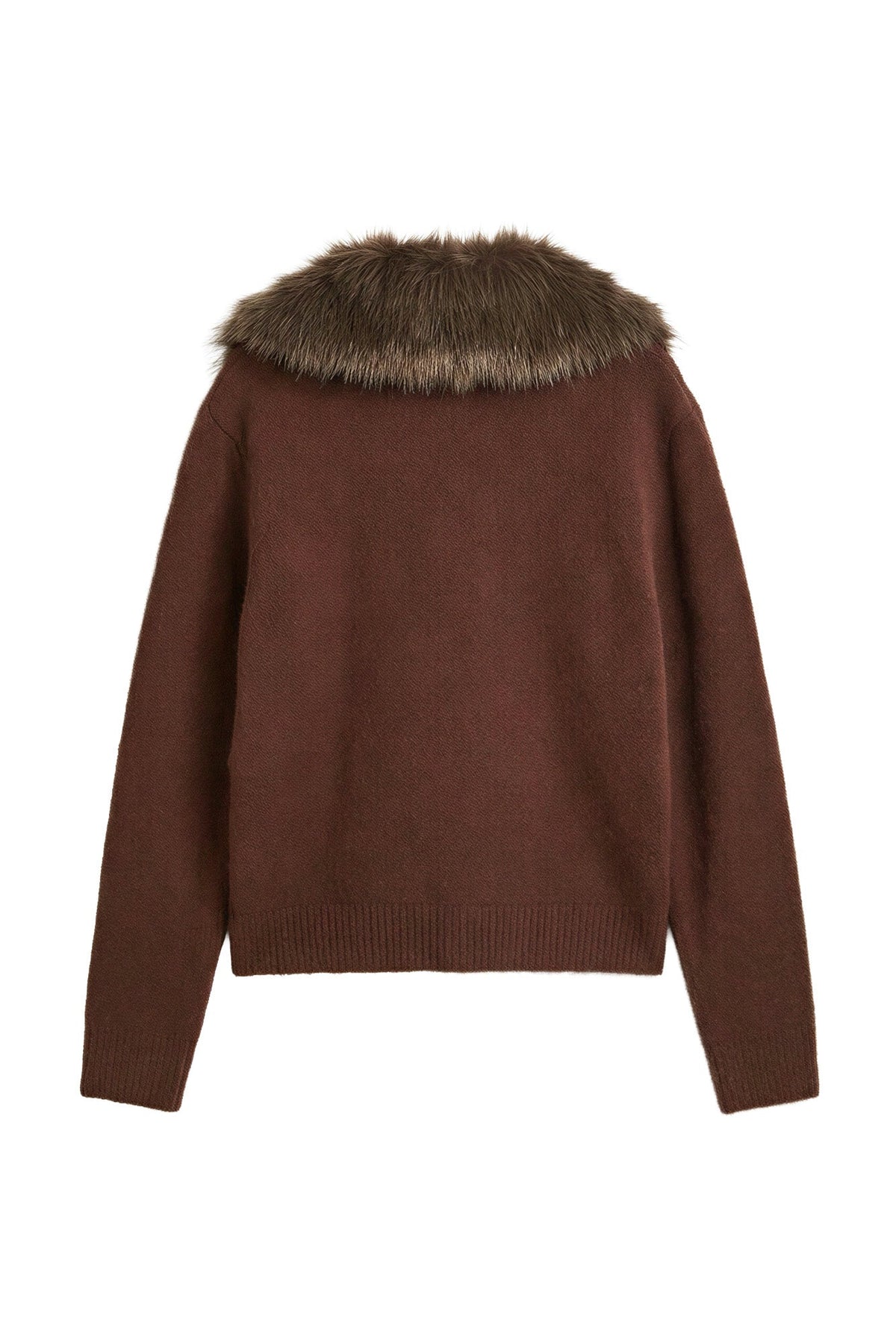 Cardigan de Tricot com Gola de Pêlo Foursoul
