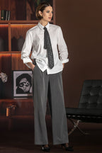 Calça Pantalona com Fecho Lateral Foursoul | Cinzento
