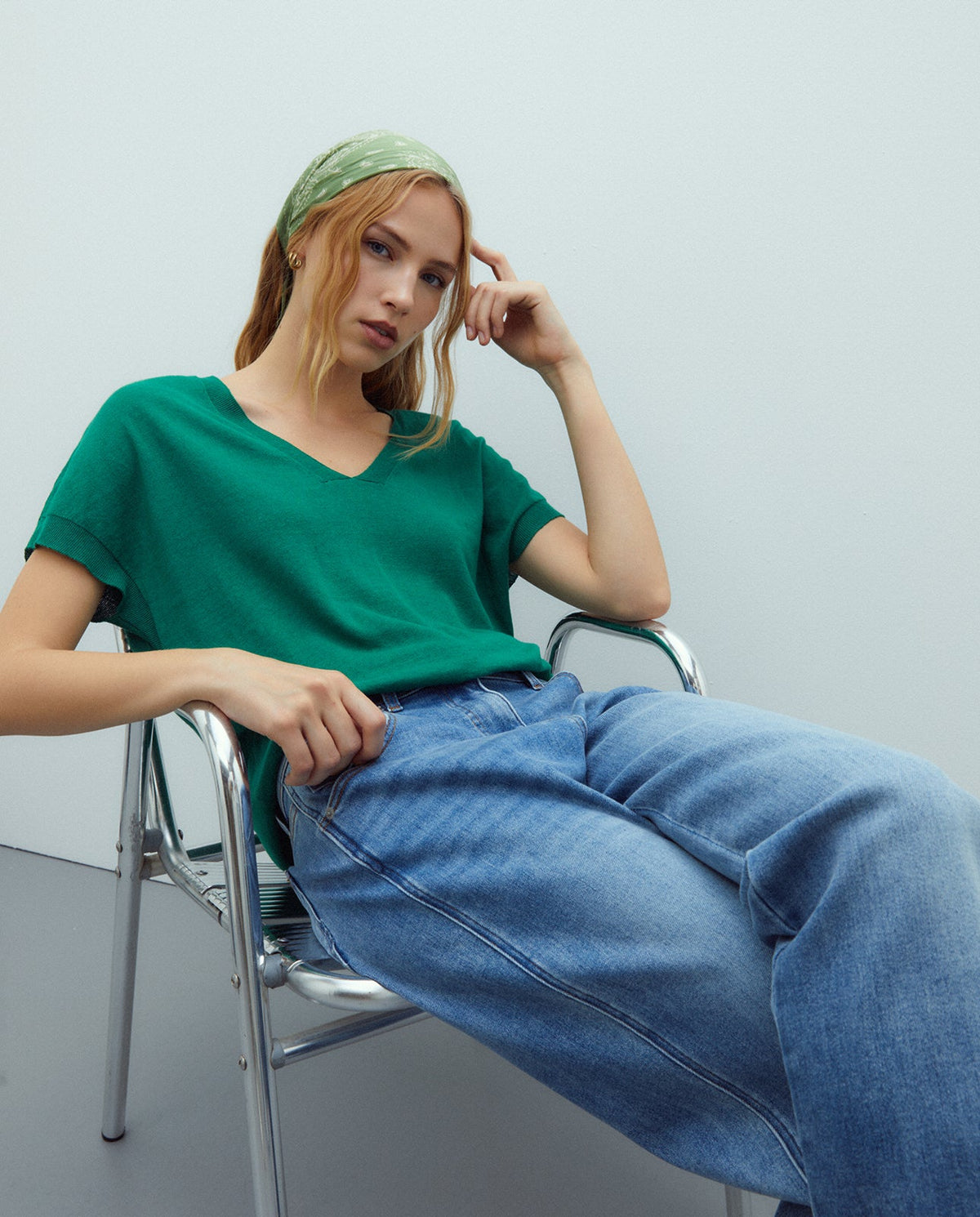 Camisola Malha Fina Manga Curta — Andam | Azul Marinho