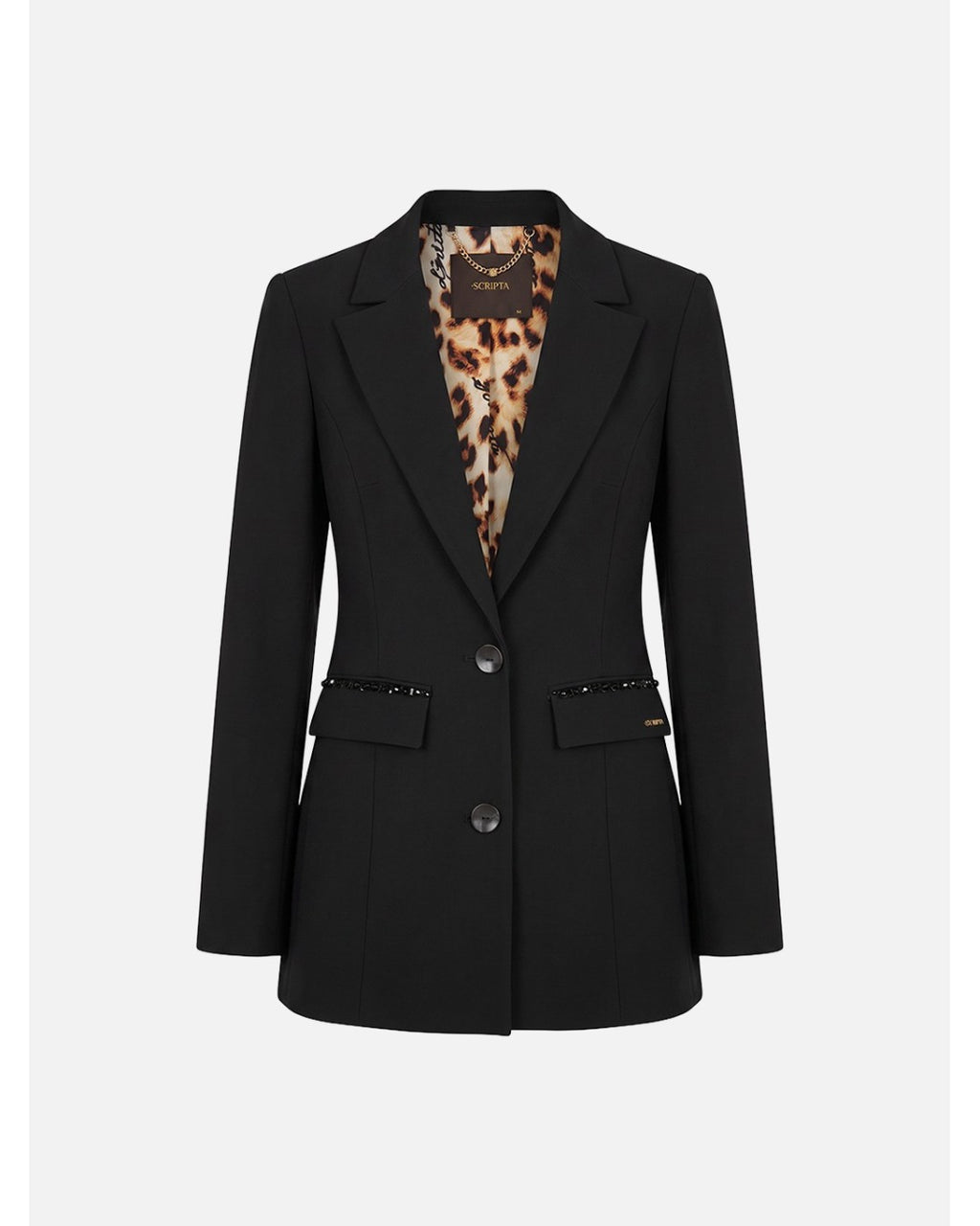 Blazer preto com pormenor de missangas Scripta - vista frontal