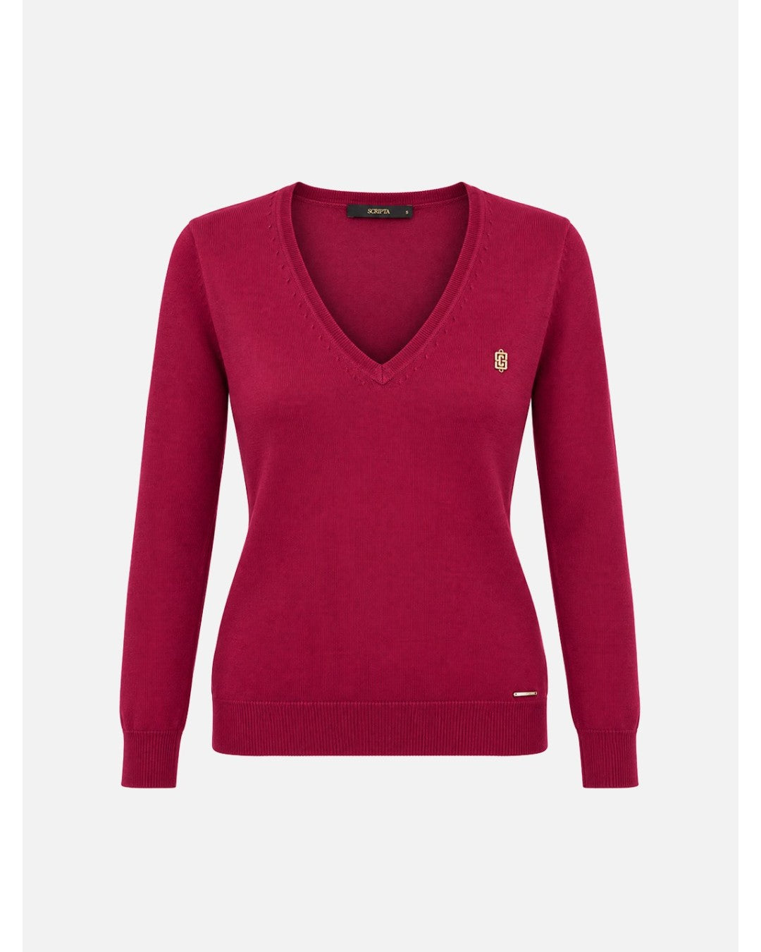 Camisola de Malha com Decote V — Scripta | Detalhe