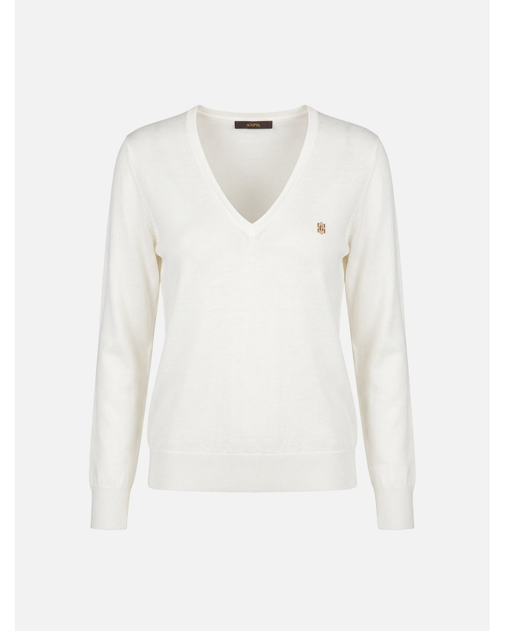 Camisola de Malha com Decote V — Scripta | Castanho