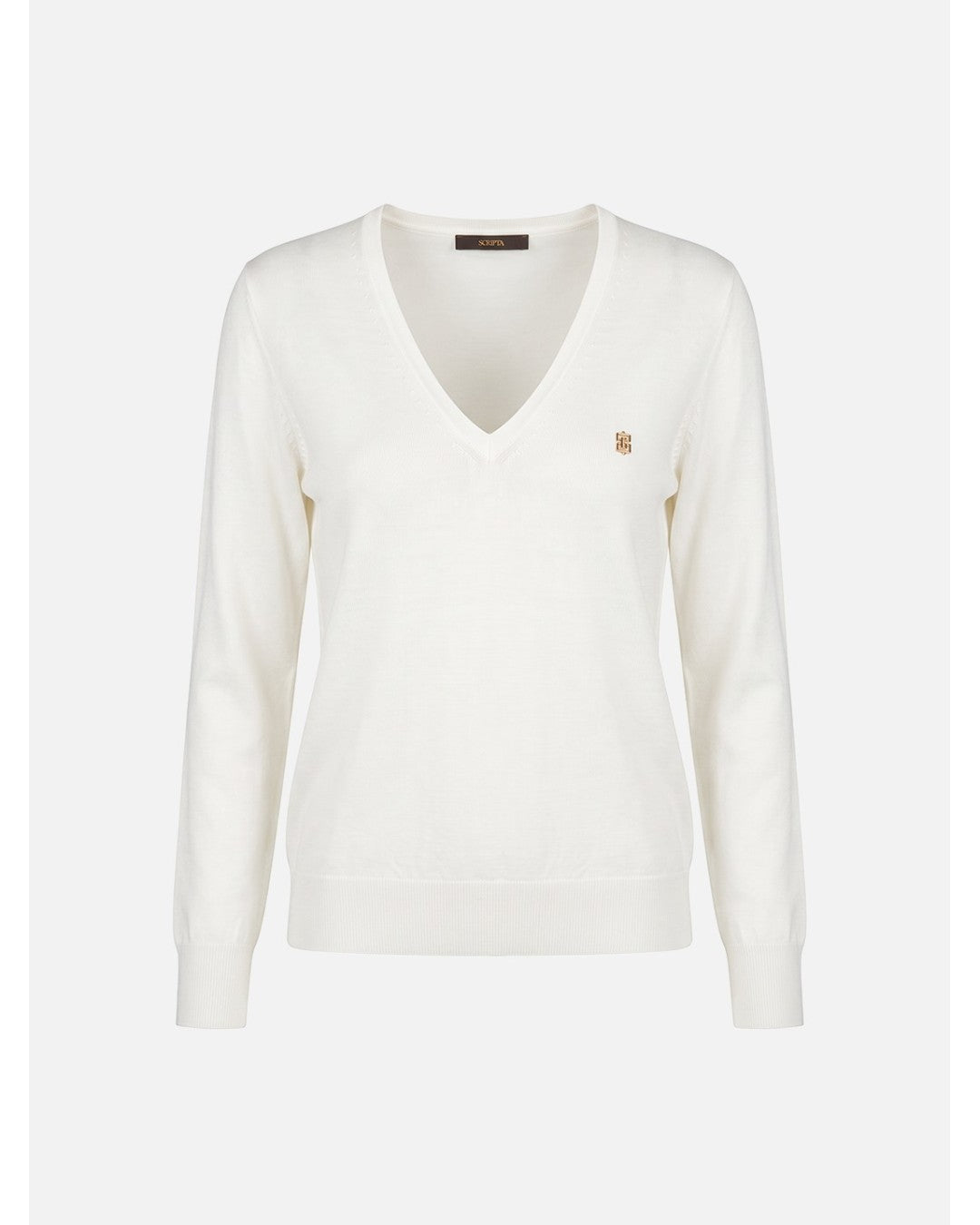 Camisola de Malha com Decote V — Scripta | Castanho