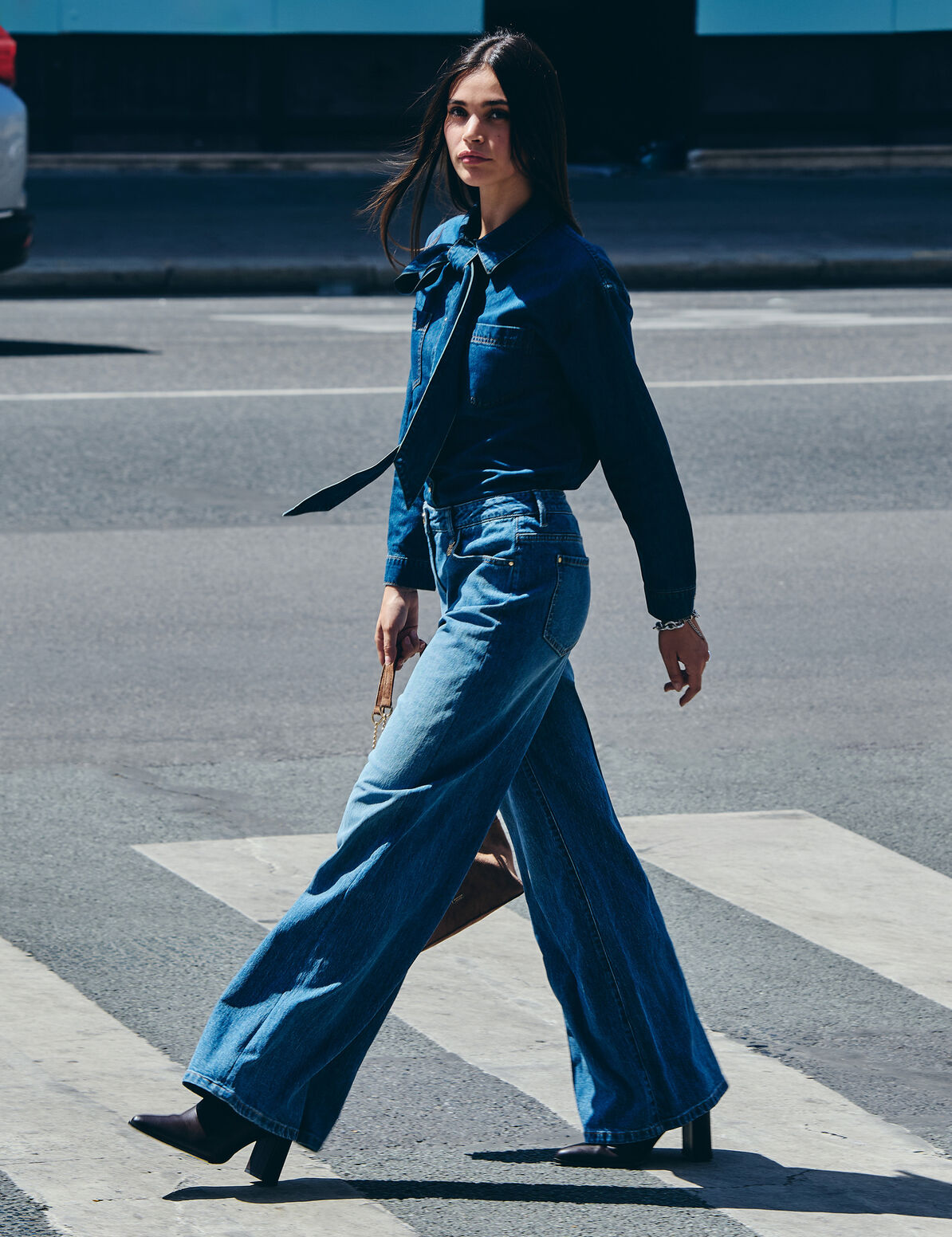 Calças de Ganga Wide Leg — Morgan | Denim Stone
