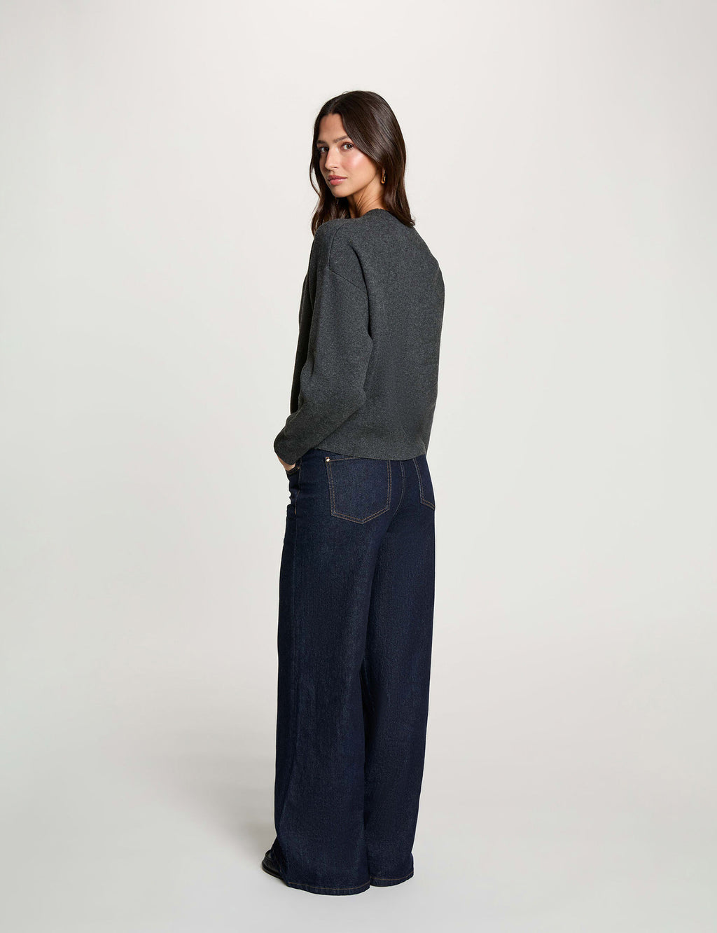 Camisola Gola Redonda — Morgan | Cinza