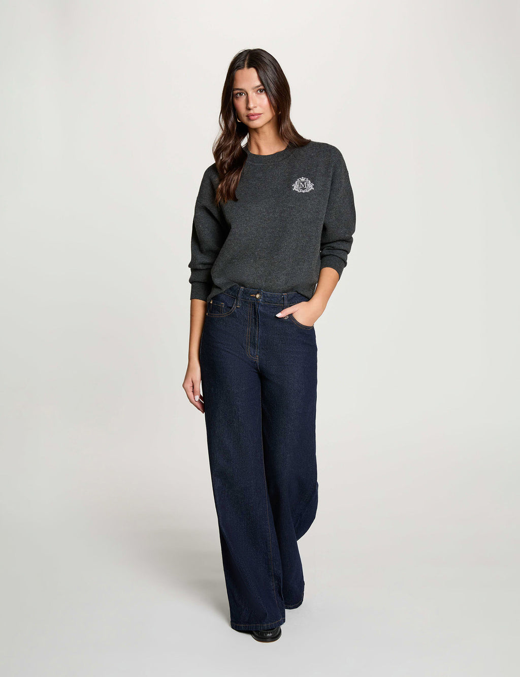 Camisola Gola Redonda — Morgan | Cinza